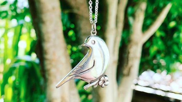 Recycled Sterling Silver Robin Necklace, Silver | £55.00 | Port