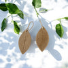 Petite Leaf Earrings, Imprinted Bronze
