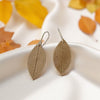 Petite Leaf Earrings, Imprinted Bronze