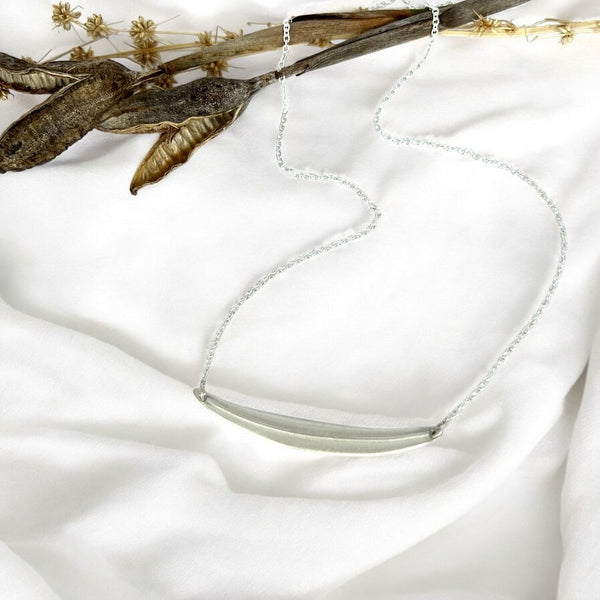 Petite Eucalyptus Leaf Necklace, Sterling Silver