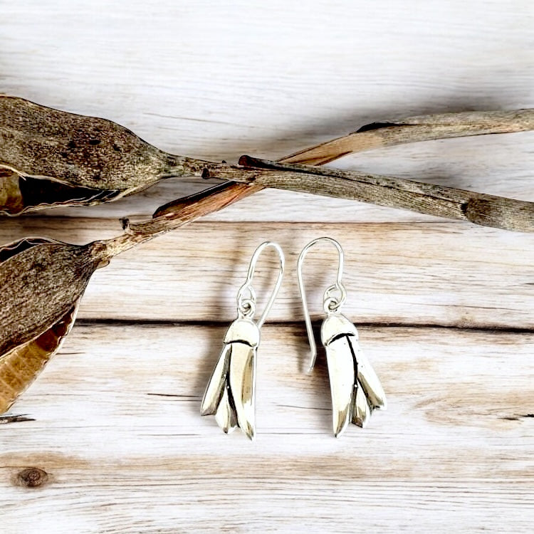 Kōwhai Flower Earrings, Sterling Silver