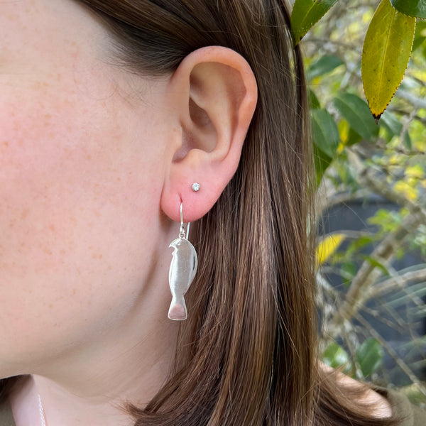Tui silhouette earrings, sterling silver