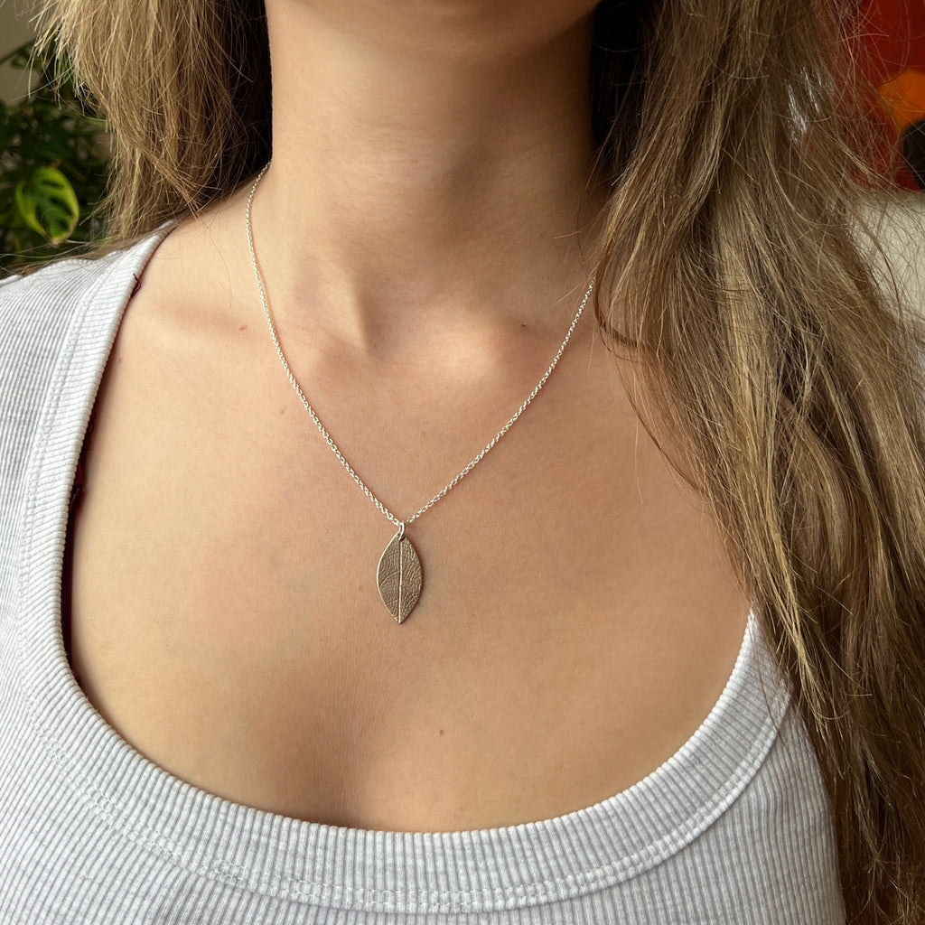 Petite Leaf Necklace, Bronze