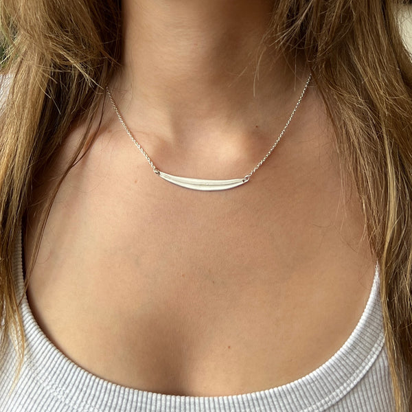 Petite Eucalyptus Leaf Necklace, Sterling Silver