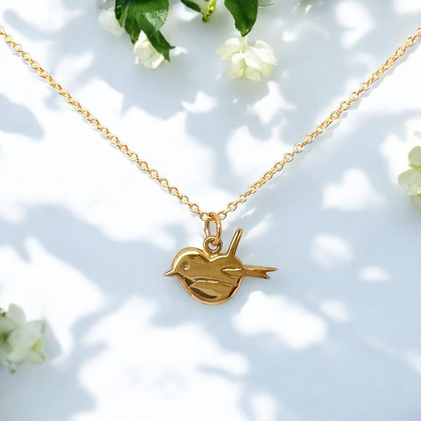 Petite Miromiro-Tomtit Necklace, Gold Plated