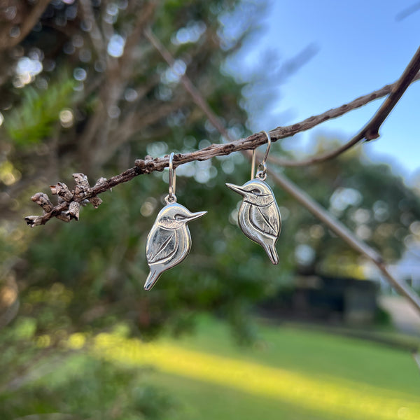 Petite Kōtare - Kingfisher Earrings, Sterling Silver