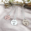 Mum Disc Necklace, stamped copper