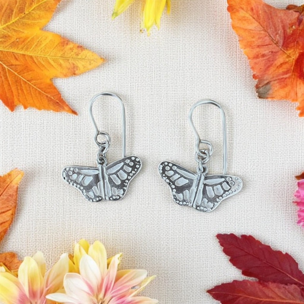 Monarch Butterfly earrings, Sterling Silver