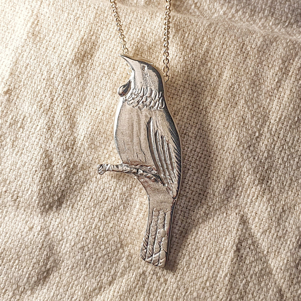 Handsome Tūi Necklace, Sterling Silver