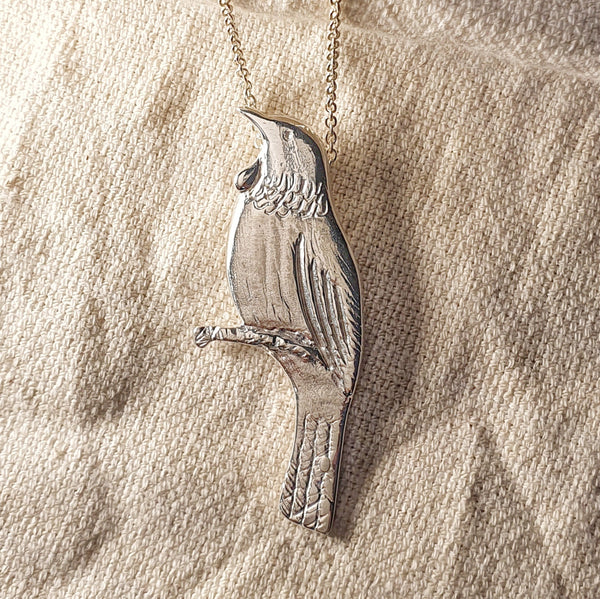 Handsome Tūi Necklace, Sterling Silver