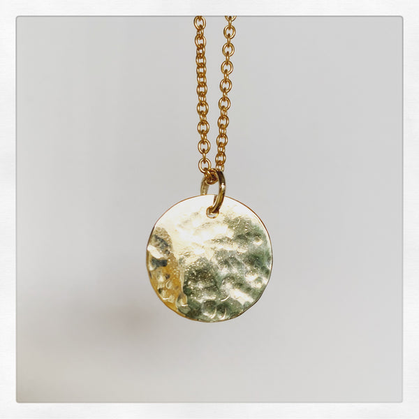 Full Moon Disc Necklace, 9ct Gold